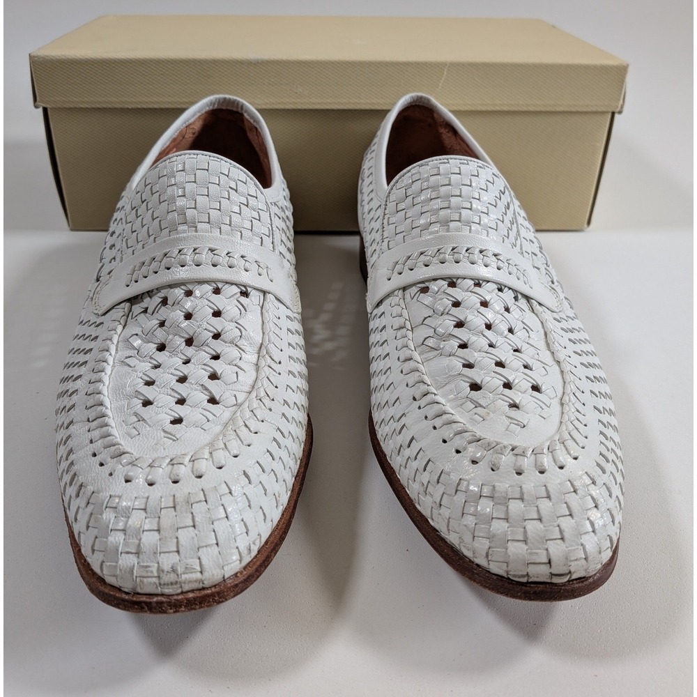 Florsheim Designer Collection Eton White Woven Leather Loafers Men's 7.5 D 43013 - Picture 3 of 9